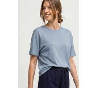 Kurzarmshirt STREET ONE, Damen, Gr. 38, cashmere blau, Jersey, Obermaterial: 53% Polyester, 29% Viskose, 10% metallisierte Fasern, 8% Polyamid, Glitzermuster, unifarben, lässig geschnitten hüftbedecke