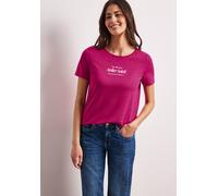 Kurzarmshirt STREET ONE, Damen, Gr. 38, pink (magenta dream), Jersey, Obermaterial: 80% Polyester, 20% Viskose, bedruckt, normal hüftbedeckend, Rundhals, abgesteppte Kante, Shirts, Sommershirt mit Run