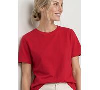 Kurzarmshirt STREET ONE, Damen, Gr. 38, rot (salsa rot), Jersey, Obermaterial: 97% Baumwolle, 3% Elasthan, unifarben, normal hüftlang, Rundhals, abgesteppte Kante, Shirts, Sommershirt im verkürzten Sc