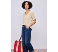 Street One Kurzarmshirt Damen V-Ausschnitt Jersey 100% Baumwolle smoke beige Gr. 38