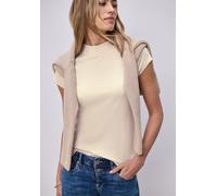 Kurzarmshirt STREET ONE, Damen, Gr. 38, smoke beige, Jersey, Obermaterial: 50% Baumwolle, 50% Modal, unifarben, tailliert hüftbedeckend, Rundhals, abgesteppte Kante, Shirts, Sommershirt mit Turtle Nec