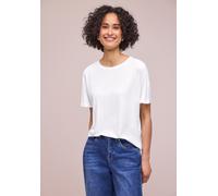 Kurzarmshirt STREET ONE, Damen, Gr. 38, weiß, Jersey, Obermaterial: 95% Viskose, 5% Elasthan, unifarben, regular fit hüftbedeckend, Rundhals, abgesteppte Kante, Shirts, Sommershirt in Unifarbe (324487