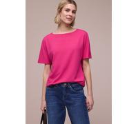 Kurzarmshirt STREET ONE, Damen, Gr. 40, magenta dream, Jersey, Obermaterial: 65% Viskose, 32% Polyester, 3% Elasthan, unifarben, regular fit hüftbedeckend, U-Boot-Ausschnitt, Shirts, Sommershirt in St