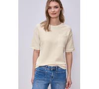 Street One - Strukturiertes Shirt mit Streifenmuster und Brusttasche beige - Gr. - 40