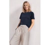 Kurzarmshirt STREET ONE, Damen, Gr. 40, schwarzest blau, Jersey, Obermaterial: 48% Baumwolle, 48% Modal, 4% Elasthan, unifarben, normal hüftbedeckend, Rundhals, abgesteppte Kante, Shirts, Sommershirt