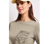 Kurzarmshirt STREET ONE, Damen, Gr. 42, beige (timeless beige), Jersey, Obermaterial: 100% Baumwolle, unifarben, normal hüftbedeckend, Rundhals, abgesteppte Kante, Shirts, Sommershirt mit Rundhals und