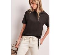 Kurzarmshirt STREET ONE, Damen, Gr. 42, espresso braun, Jersey, Obermaterial: 80% Polyester, 20% Viskose, meliert, unifarben, regular fit normal, ohne Ausschnitt, angesetztes Bündchen, Shirts, mit Kap