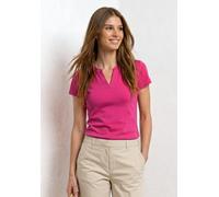Kurzarmshirt STREET ONE, Damen, Gr. 42, magenta dream, Jersey, Obermaterial: 48% Baumwolle, 47% Modal, 5% Elasthan, unifarben, normal hüftbedeckend, Rundhals, abgesteppte Kante, Shirts, Sommershirt mi