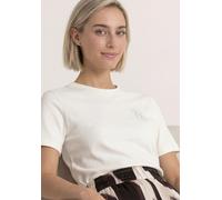 Kurzarmshirt STREET ONE, Damen, Gr. 42, sanftes weiß, Jersey, Obermaterial: 50% Baumwolle, 50% Modal, bedruckt, lässig geschnitten hüftbedeckend, Rundhals, abgesteppte Kante, Shirts, Sommershirt miz C