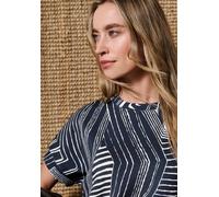 Street One Frauen T-Shirt im Silk-Look mit Rundhals in Blau, Gr: 44