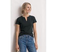 Kurzarmshirt STREET ONE, Damen, Gr. 44, deep bound grün, Jersey, Obermaterial: 48% Baumwolle, 47% Modal, 5% Elasthan, unifarben, normal hüftbedeckend, Rundhals, abgesteppte Kante, Shirts, Sommershirt