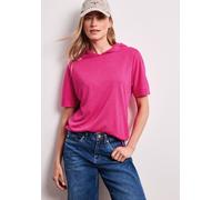 Kurzarmshirt STREET ONE, Damen, Gr. 44, magenta dream, Jersey, Obermaterial: 80% Polyester, 20% Viskose, meliert, unifarben, regular fit normal, ohne Ausschnitt, angesetztes Bündchen, Shirts, mit Kapu
