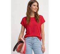 Kurzarmshirt STREET ONE, Damen, Gr. 44, salsa rot, Jersey, Obermaterial: 95% Viskose, 5% Elasthan, unifarben, normal hüftbedeckend, Rundhals, abgesteppte Kante, Shirts, Sommershirt aus Viskose mit Str