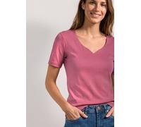 Kurzarmshirt STREET ONE "Style Ada", Damen, Gr. 40, blush berry, Jersey, Obermaterial: 50% Baumwolle, 50% Modal. Futter: 100% Baumwolle, normal hüftbedeckend, herzförmiger Ausschnitt, Shirts, Sommersh