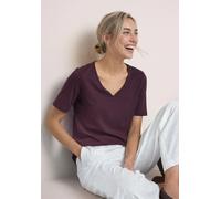 Kurzarmshirt STREET ONE "Style Ada", Damen, Gr. 42, rustic rouge, Jersey, Obermaterial: 50% Baumwolle, 50% Modal. Futter: 100% Baumwolle, normal hüftbedeckend, herzförmiger Ausschnitt, Shirts, Sommers