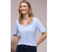 Street One Frauen Basic T-Shirt mit Herzausschnitt in Blau, Gr: 46