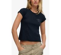 Kurzarmshirt SUPERDRY "ATH ESS SLUB GRAPHIC TEE", Damen, Gr. XL, eclipse navy, Single Jersey, Obermaterial: 100% Baumwolle, bedruckt, skinny fit kurz, Rundhals, Shirts, Baumwolle, skinny fit (63862212