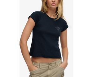 Kurzarmshirt SUPERDRY "ATH ESS SLUB GRAPHIC TEE", Damen, Gr. XL, blau (eclipse navy), Single Jersey, Obermaterial: 100% Baumwolle, bedruckt, skinny fit kurz, Rundhals, Shirts, Baumwolle, skinny fit (6