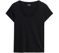 Kurzarmshirt SUPERDRY "SCOOP NECK TEE", Damen, Gr. S, schwarz, Single Jersey, Obermaterial: 60% Baumwolle, 40% Modal, unifarben, regular fit hüftbedeckend, Rundhals, Shirts (36900434-S) schwarz