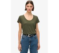 Kurzarmshirt SUPERDRY "SCOOP NECK TEE", Damen, Gr. XXS, grün (army khaki grün), Single Jersey, Obermaterial: 60% Baumwolle, 40% Modal, unifarben, regular fit hüftbedeckend, Rundhals, Shirts Kurzarmshi