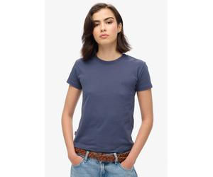 Kurzarmshirt SUPERDRY "SU-ESSENTIAL LOGO 90'S T SHIRT", Damen, Gr. S, blau (mariner navy), Jersey, Obermaterial: 100% Baumwolle, unifarben, relaxed fit normal, Rundhals, Shirts, angenehmes Tragegefühl