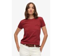 Kurzarmshirt SUPERDRY "SU-ESSENTIAL LOGO 90'S T SHIRT", Damen, Gr. XS, rot (bordeaux rot), Jersey, Obermaterial: 100% Baumwolle, unifarben, relaxed fit normal, Rundhals, Shirts Kurzarmshirt, angenehme