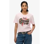 Kurzarmshirt SUPERDRY "VL TOKYO RELAXED TEE", Damen, Gr. XL, rosa (rose pink slub), Single Jersey, Obermaterial: 100% Baumwolle, bedruckt, relaxed fit normal, Rundhals, Shirts (49672411-XL) rose pink 