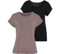 Kurzarmshirt taupe, schwarz 40/42