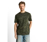 Kurzarmshirt TOM TAILOR, Damen, Gr. 3XL, grün tonal leaf design, Single Jersey, Obermaterial: 100% Baumwolle, geblümt, regular fit hüftbedeckend, Rundhals, Shirts Kurzarmshirt, mit floralem Allover-Pr