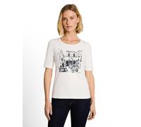 Kurzarmshirt TOM TAILOR, Damen, Gr. L, whisper weiß, Single Jersey, Obermaterial: 95% Baumwolle, 5% Elasthan, bedruckt, normal hüftbedeckend, Rundhals, abgesteppte Kante, Shirts, Sommershirt mit Print