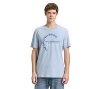 Kurzarmshirt TOM TAILOR DENIM, Damen, Gr. S, smart light blau, Single Jersey, Obermaterial: 100% Baumwolle, bedruckt, normal hüftbedeckend, Rundhals, Shirts, mit Logo-Print (94803720-S) smart light bl