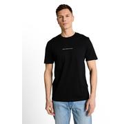 Kurzarmshirt TOM TAILOR DENIM, Herren, Gr. L, schwarz, Single Jersey, Obermaterial: 100% Baumwolle, bedruckt, normal hüftbedeckend, Rundhals, Shirts, mit großem Rückenprint (87098925-L) schwarz
