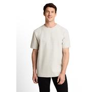 Kurzarmshirt TOM TAILOR, Herren, Gr. L, beige (weiß braun navy stripes), Single Jersey, Obermaterial: 48% Baumwolle, 48% Polyester, 4% Elasthan, gestreift, regular fit hüftbedeckend, Rundhals, abgeste