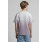 Kurzarmshirt TOM TAILOR, Jungen, Gr. 128, weiß (grau faded), Jersey, Obermaterial: 52% Baumwolle, 48% Polyester, bedruckt, normal hüftbedeckend, Rundhals, Shirts, mit Rückenprint und Farvbverlauf (884