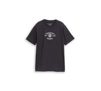Kurzarmshirt TOM TAILOR, Jungen, Gr. 164, schwarz (coal grau), Single Jersey, Obermaterial: 100% Baumwolle, bedruckt, regular fit hüftlang, Rundhals, abgesteppte Kante, Shirts, Sommershirt mit Print/f