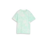 Kurzarmshirt TOM TAILOR, Jungen, Gr. 176, turquoise weiß, Jersey, Obermaterial: 100% Baumwolle, normal hüftbedeckend, Rundhals, abgesteppte Kante, Shirts, im Batik-Look, für Boys (94536655-176) turquo