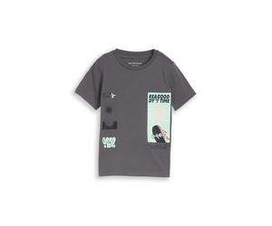 Kurzarmshirt TOM TAILOR, Jungen, Gr. 92/98, schwarz urban, Jersey, Obermaterial: 100% Baumwolle, bedruckt, regular fit hüftbedeckend, Rundhals, abgesteppte Kante, Shirts, mit Prints, für Boys (8346776