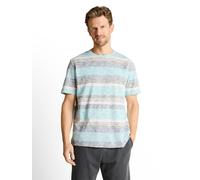 Kurzarmshirt TOM TAILOR, Jungen, Gr. XXL, river teal multi color stripe, Single Jersey, Obermaterial: 100% Baumwolle, gestreift, regular fit hüftbedeckend, Rundhals, Shirts, im Streifen-Design (547732