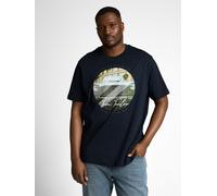 Kurzarmshirt TOM TAILOR PLUS, Damen, Gr. 3XL, sky captain blau, Single Jersey, Obermaterial: 100% Baumwolle, bedruckt, weit hüftbedeckend, Rundhals, Shirts, mit Frontprint - Große Ggrößen (77726752-XX