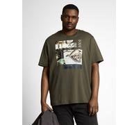 Kurzarmshirt TOM TAILOR PLUS, Damen, Gr. XXL, deep leaf grün, Single Jersey, Obermaterial: 100% Baumwolle, bedruckt, weit hüftbedeckend, Rundhals, Shirts, mit Frontprint - Große Ggrößen (11197816-XXL)