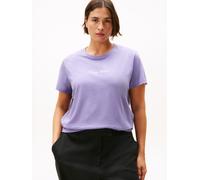 Kurzarmshirt TOMMY HILFIGER CURVE "CRV CLASSIC SCRIPT REG SS TEE", Damen, Gr. 48, lavender ash, Single Jersey, Obermaterial: 100% Baumwolle, bedruckt, Rundhals, Shirts, in großen Größen (50951946-48)