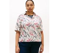 Kurzarmshirt TOMMY HILFIGER CURVE "CRV ESS LINEN SHIRT WITH SS", Damen, Gr. 48, leopard baroque rwb, Single Jersey, Obermaterial: 100% Leinen, bedruckt, regular fit normal, ohne Ausschnitt, Shirts, in