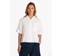Tommy Hilfiger Damen Hemd Linen Relaxed Kurzarm, Weiß (Th Optic White), 34