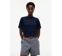 Kurzarmshirt TOMMY HILFIGER "INTERLOCK BOXY C-NK SS TEE", Damen, Gr. XS (34), blau (schwarz night navy), Single Jersey, Obermaterial: 100% Baumwolle, unifarben, bequem normal, Rundhals, Shirts, Baumwo