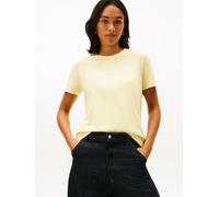 Kurzarmshirt TOMMY HILFIGER "REG CORP LOGO C-NK mit Logoschriftzug und Stickerei", Damen, Gr. XXL (44), zesty gelb, Jersey, Obermaterial: 100% Baumwolle, bedruckt, normal hüftlang, Rundhals, eingesetz