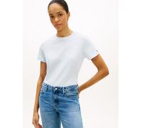 Kurzarmshirt TOMMY HILFIGER "REG CORP LOGO C-NK SS", Damen, Gr. M (40), keepsake blau, Jersey, Obermaterial: 100% Baumwolle, unifarben, normal hüftlang, Rundhals, eingesetzt abgesteppte Kante, Shirts,