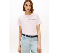 Kurzarmshirt TOMMY HILFIGER "REG CORP LOGO C-NK SS", Damen, Gr. M (40), light pink, Jersey, Obermaterial: 100% Baumwolle, unifarben, normal hüftlang, Rundhals, eingesetzt abgesteppte Kante, Shirts, Ba