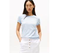 Kurzarmshirt TOMMY HILFIGER "SCRIPT REG C-NK SS T-SHIRT", Damen, Gr. XXL (44), blau (breezy blau), Single Jersey, Obermaterial: 100% Baumwolle, unifarben, regular fit normal, Rundhals, Shirts, Baumwol