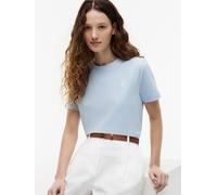 Kurzarmshirt TOMMY HILFIGER "TH SCRIPT REG C-NK SS TEE", Damen, Gr. M (40), breezy blau, Single Jersey, Obermaterial: 95% Baumwolle, 5% Elasthan, unifarben, regular fit normal, Rundhals, eingesetzt ab