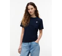 Kurzarmshirt TOMMY HILFIGER "TH SCRIPT REG C-NK SS TEE", Damen, Gr. S (36/38), blau (schwarz night navy), Single Jersey, Obermaterial: 95% Baumwolle, 5% Elasthan, unifarben, regular fit normal, Rundha